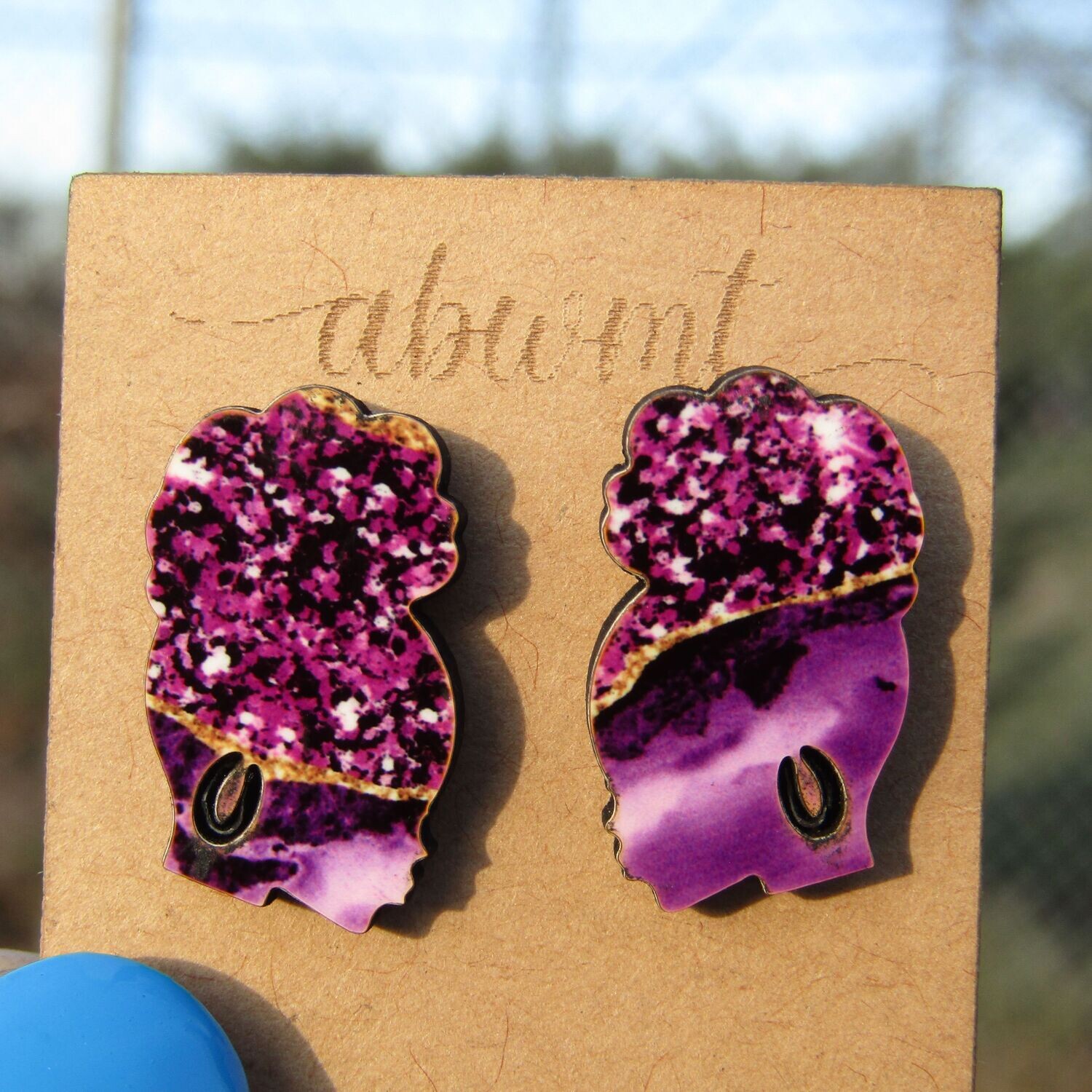 Chunky Studs - Kanisha (Purple Agate)