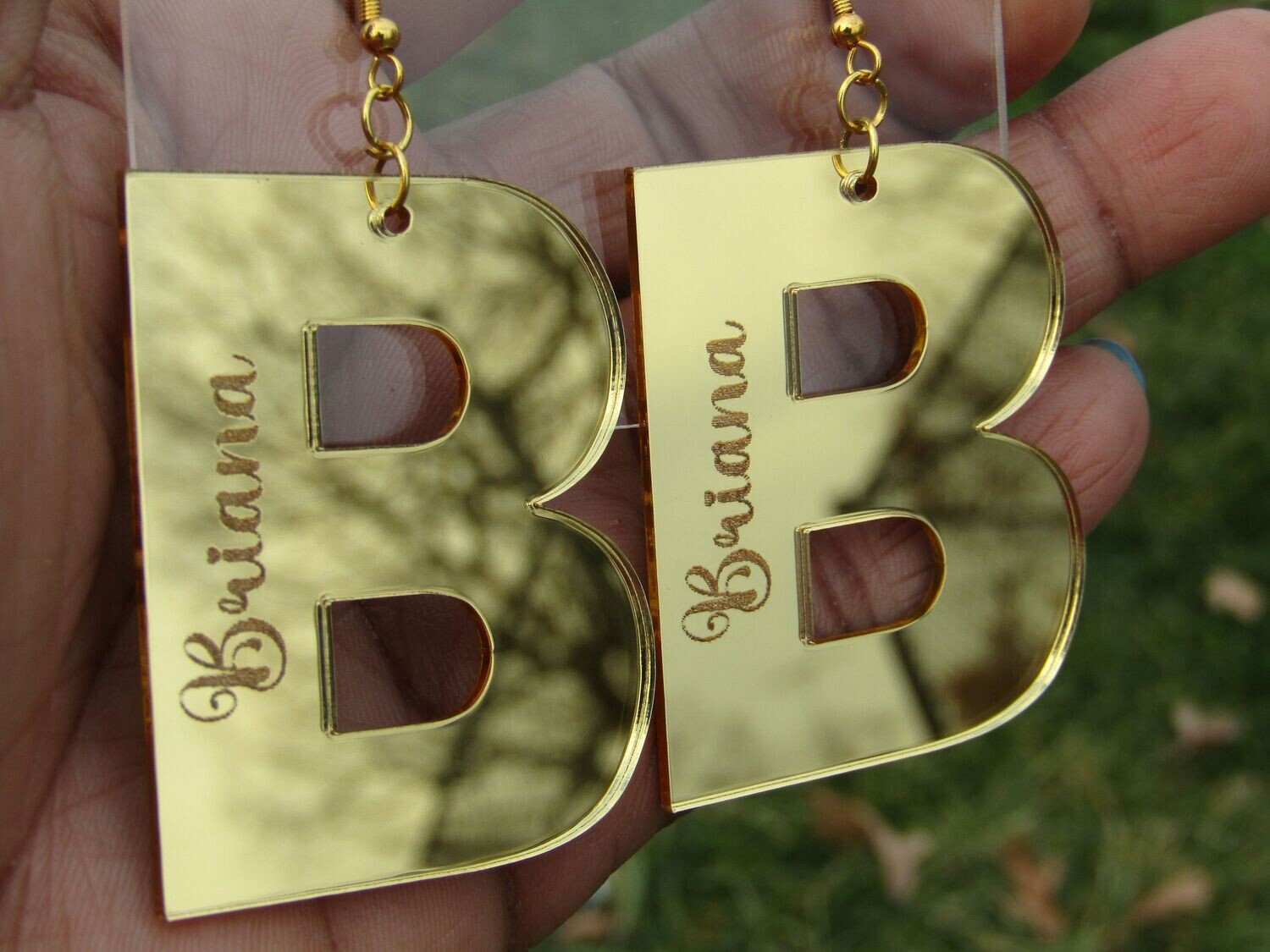 Mirrored Earrings - Initial Name Earrings (Gold)