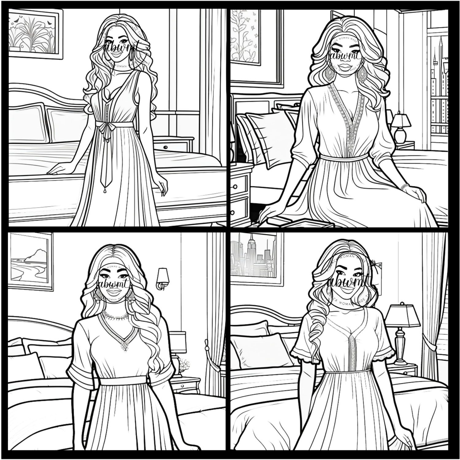 Image Bundles - 45 Bedroom Beauties Themed Coloring Sheets