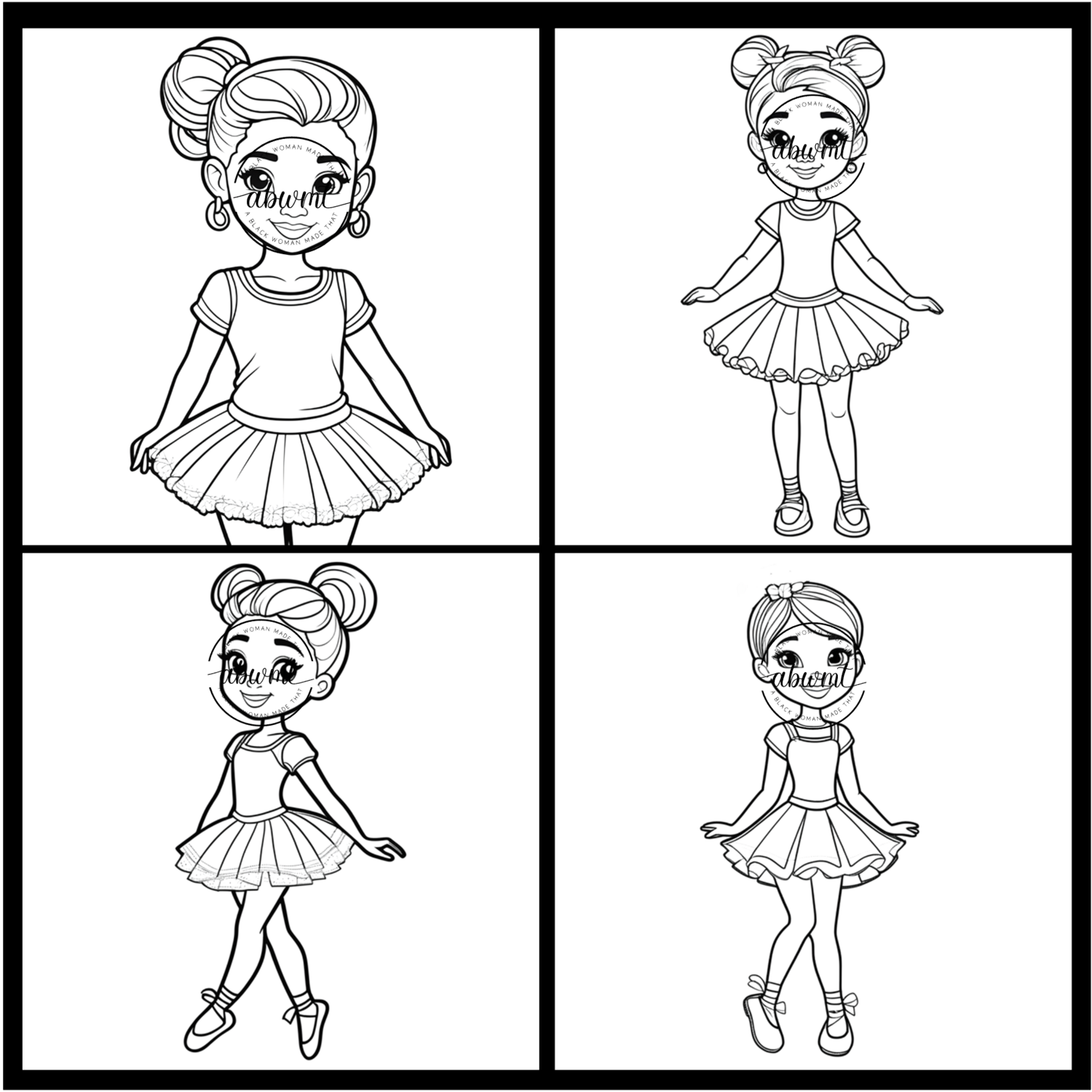 Image Bundles - 50 Ballerina Girl Themed Coloring Sheets