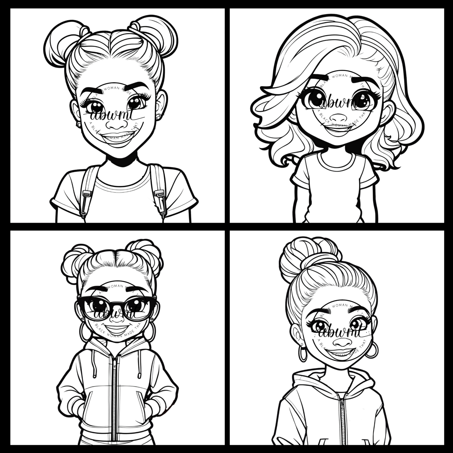 Image Bundles - 13 Braided Styles Themed Coloring Sheets