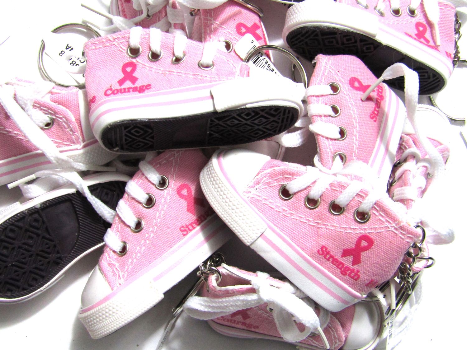 Breast Cancer Awareness Sneaker Keychains (Set of 12)