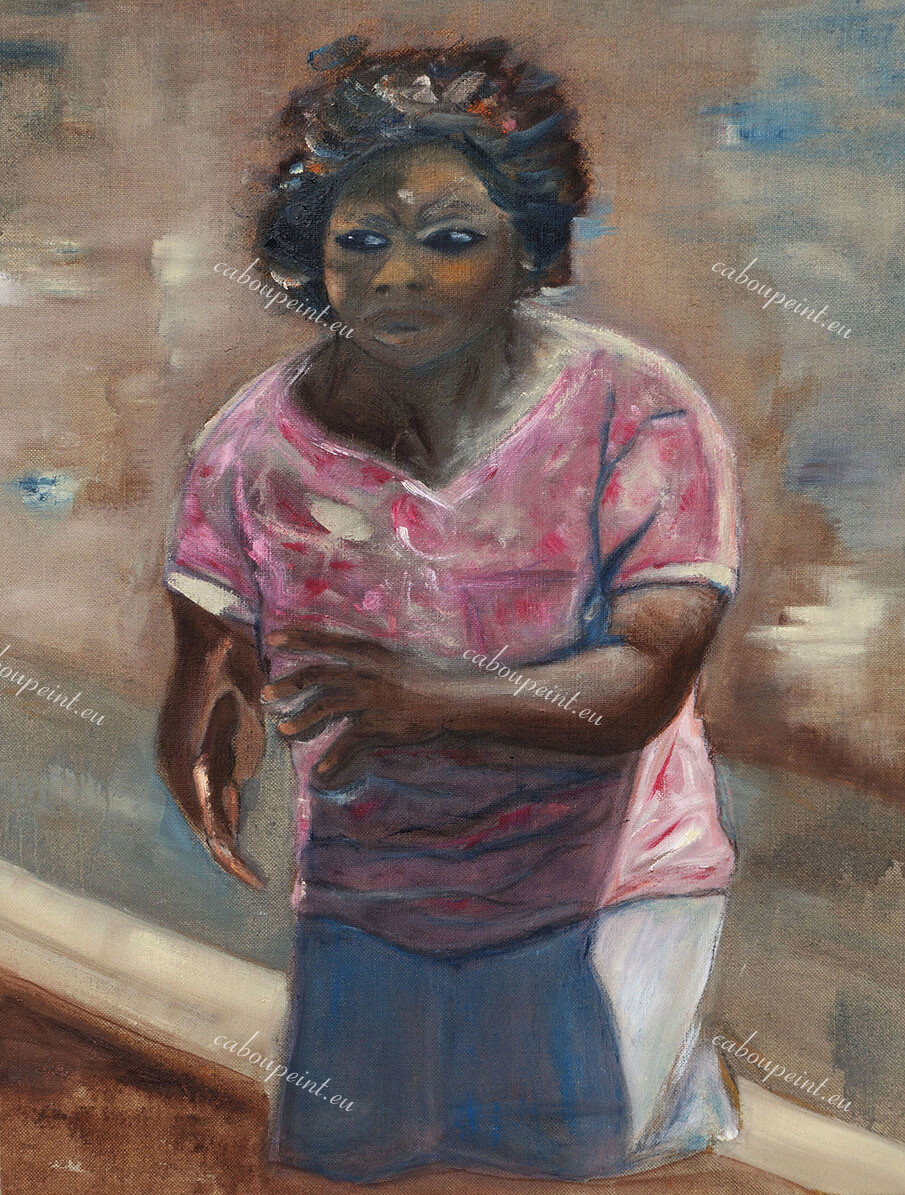 Femme en prière   huile sur toile lin 66 x 50