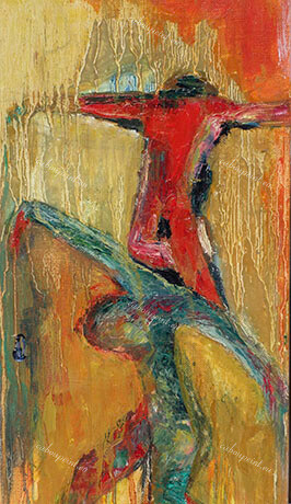 Danseurs 1 (triptyque 1x3)   huile sur toile  41 x 24