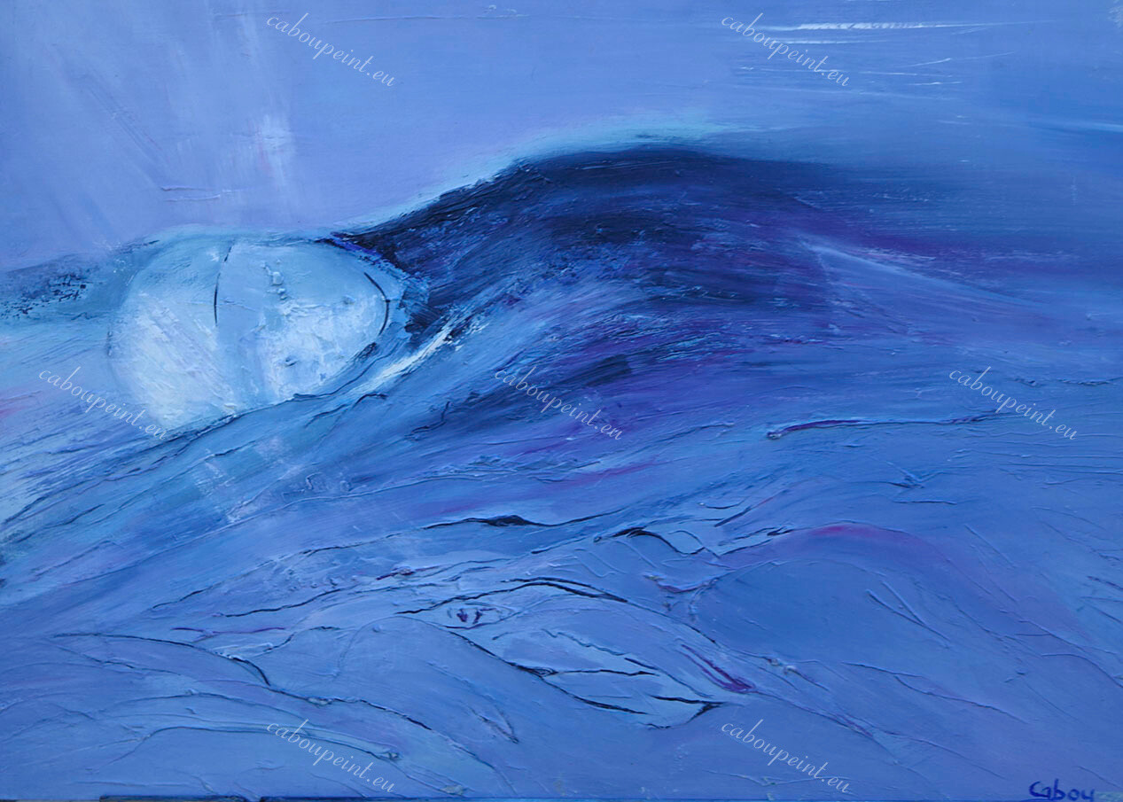 En nage  huile sur carton toilé  50 x 70