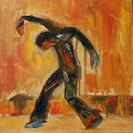 Danseur 3 (triptyque 3x3)   huile sur toile  24 x 24