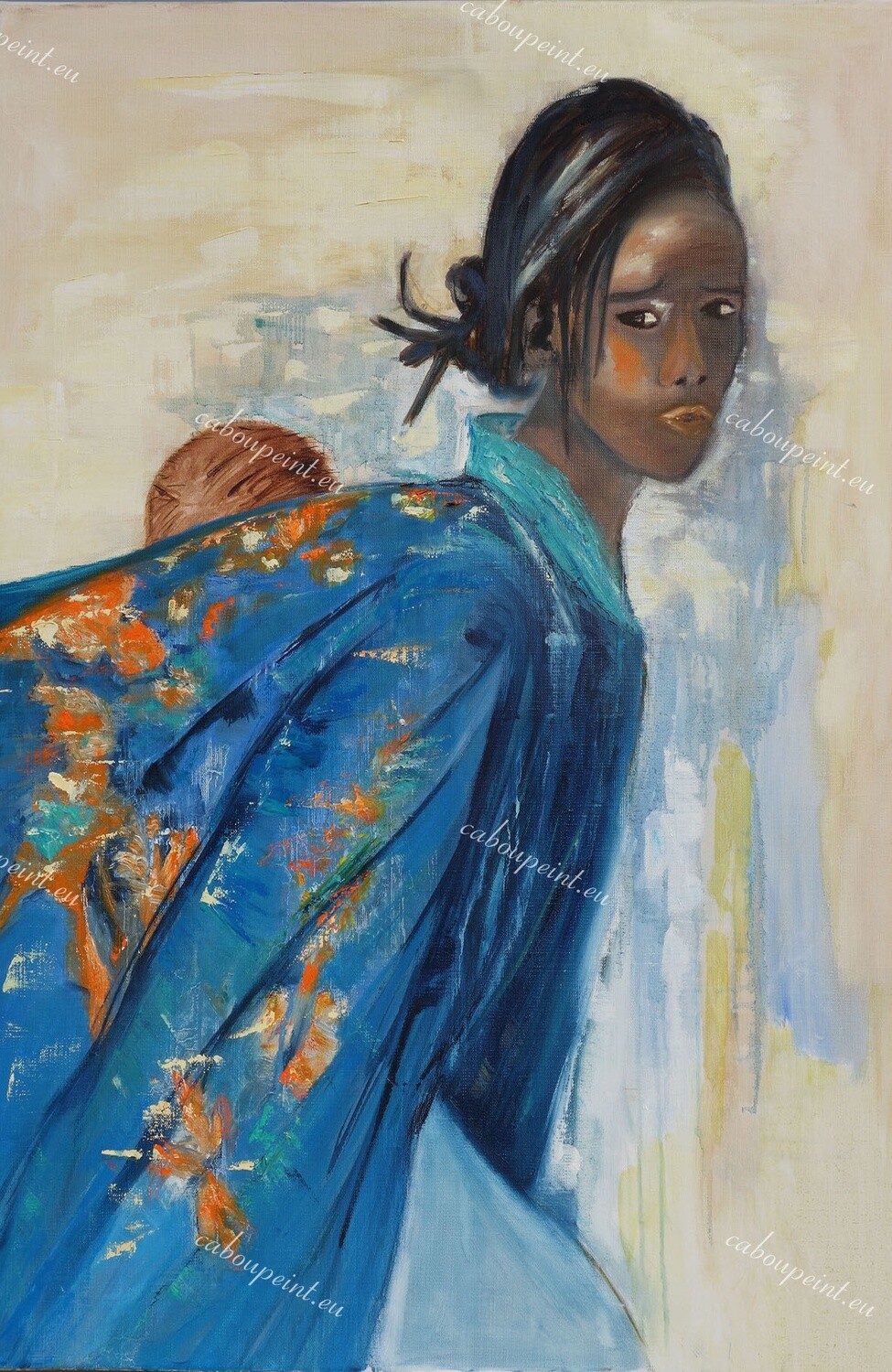 Jeune mère Mong  huile sur toile  80 x 65