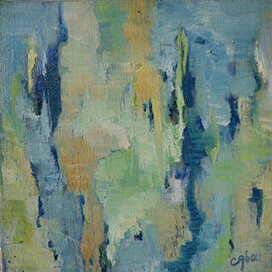 Oranges et bleus   huile sur toile  30 x 30