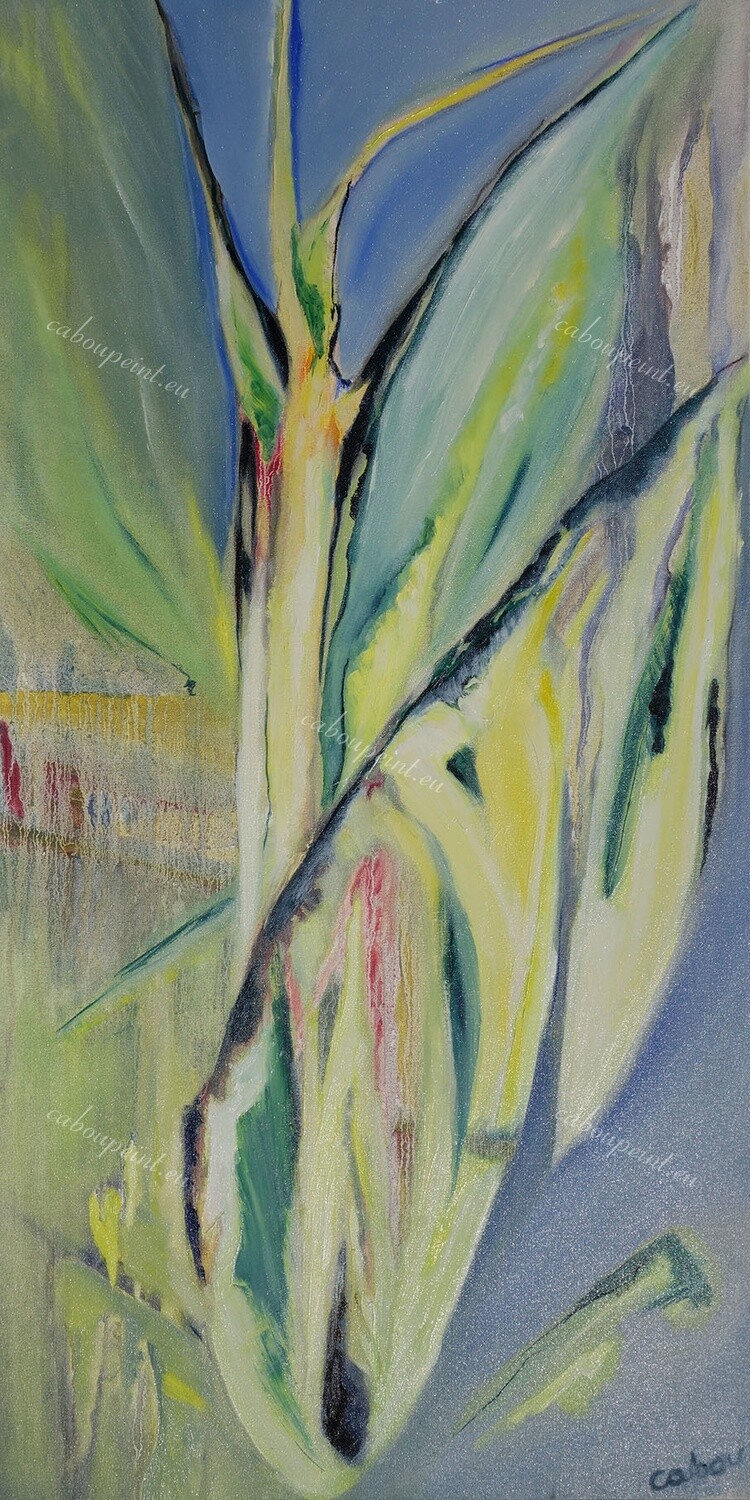 Papillons   huile sur toile  100 x 50