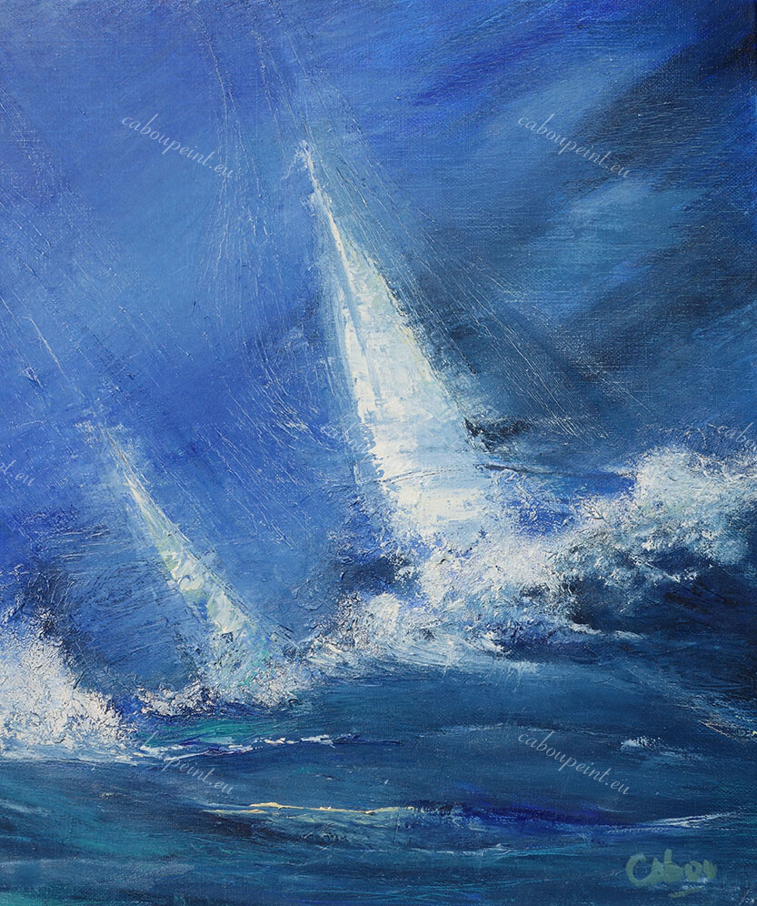 Petites Voiles   huile sur toile  55 X 46