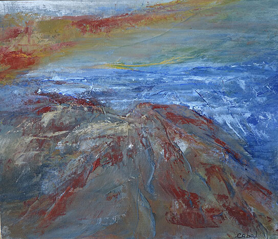 Hot Spring  huile sur papier toilé marouflé sur bois  24 x 30