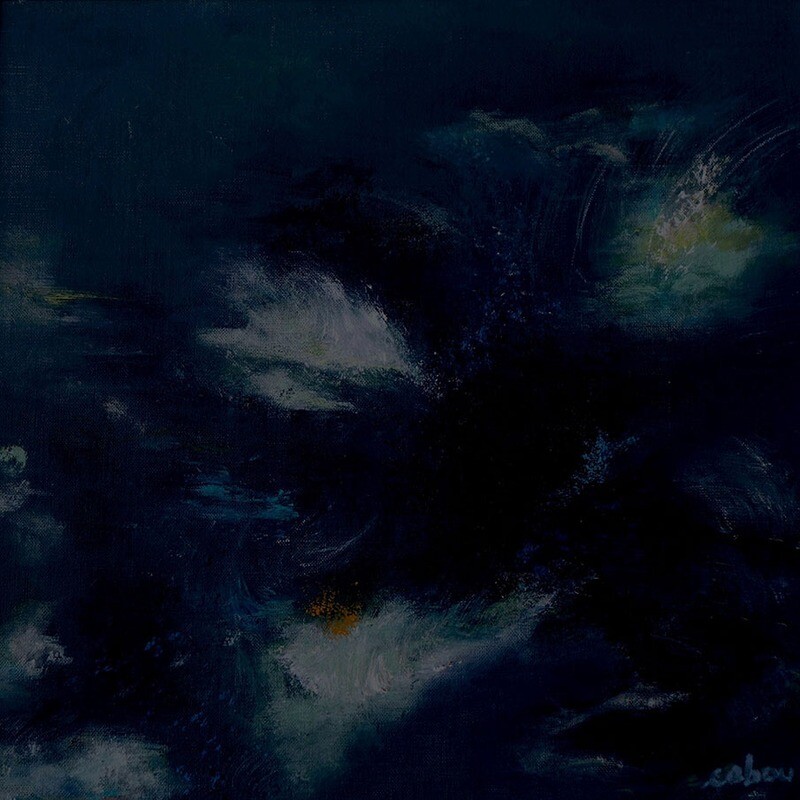 Feux Follets   encadrée, huile sur carton toilé  50 x 50