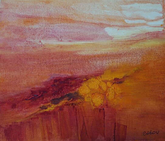 Fire  huile sur papier toilé, marouflé sur bois   24 x 30