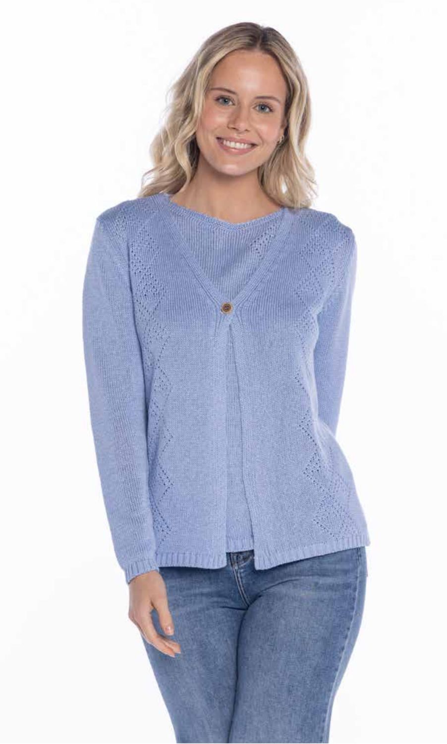 Chaqueta calada celeste