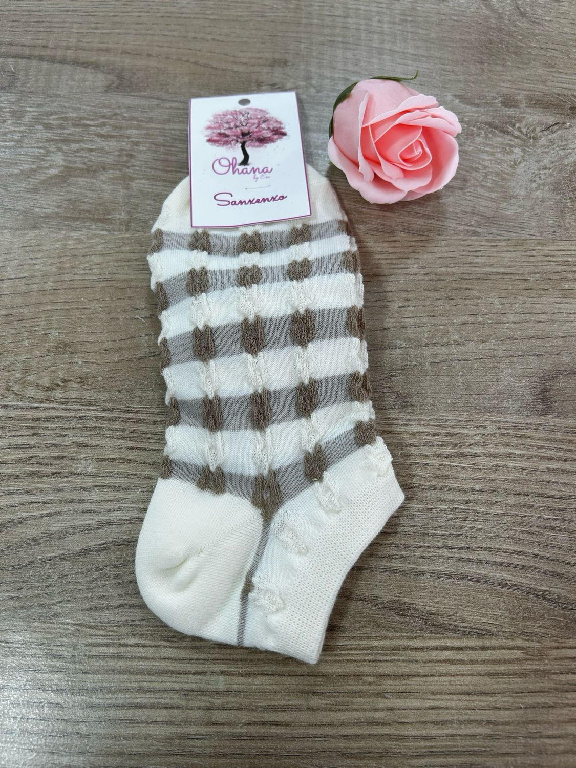 Calcetín mujer tobillero tierra y flores, Modelo: 1