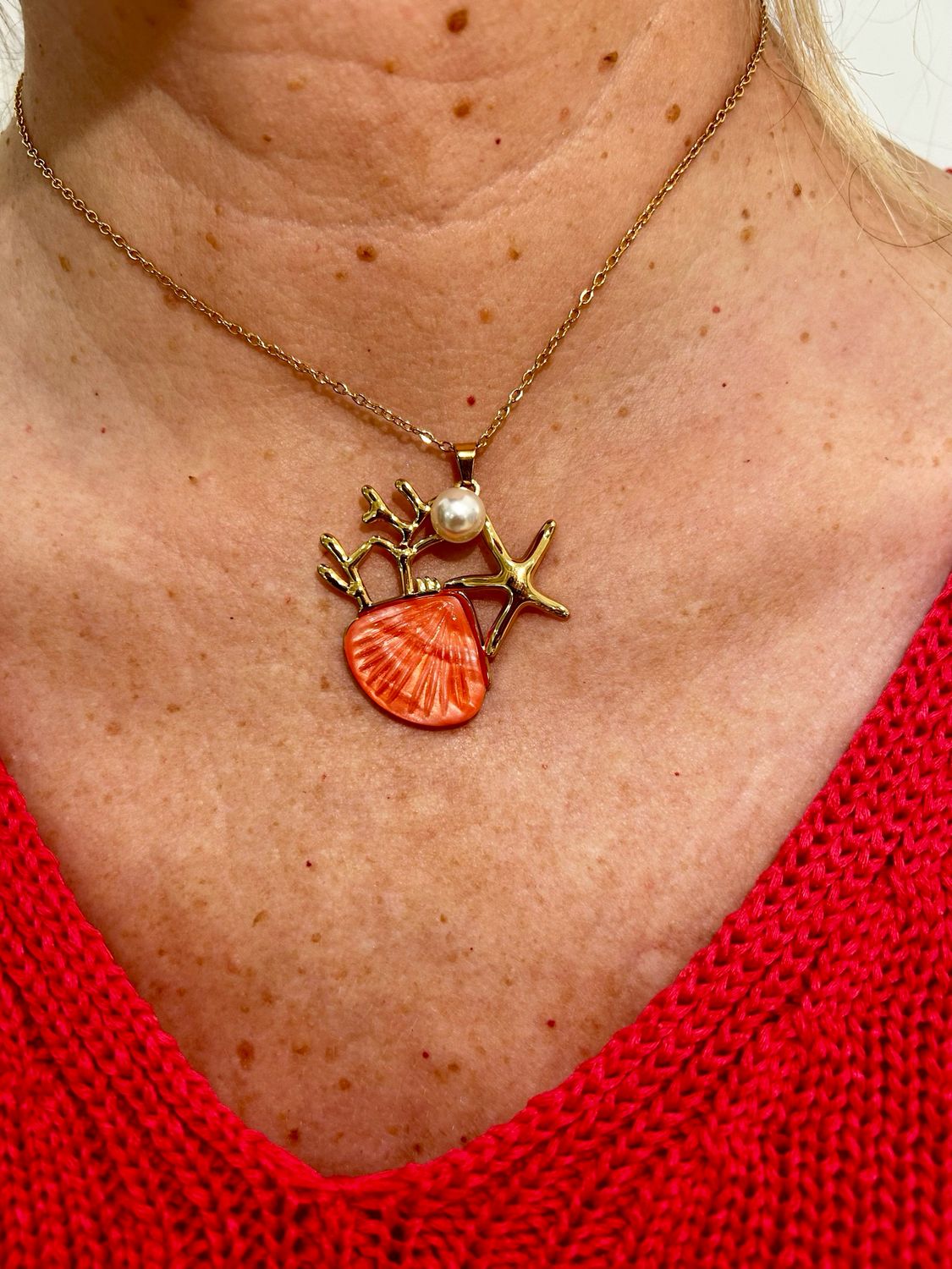 Collar acero arrecife coral