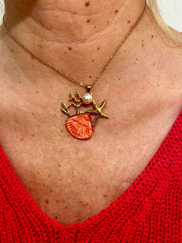 Collar acero arrecife coral