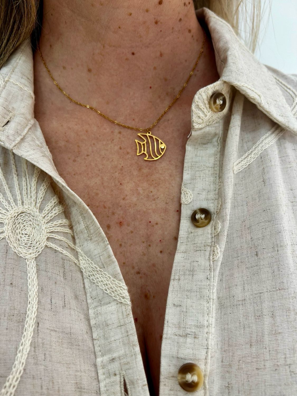 Collar acero pez disco