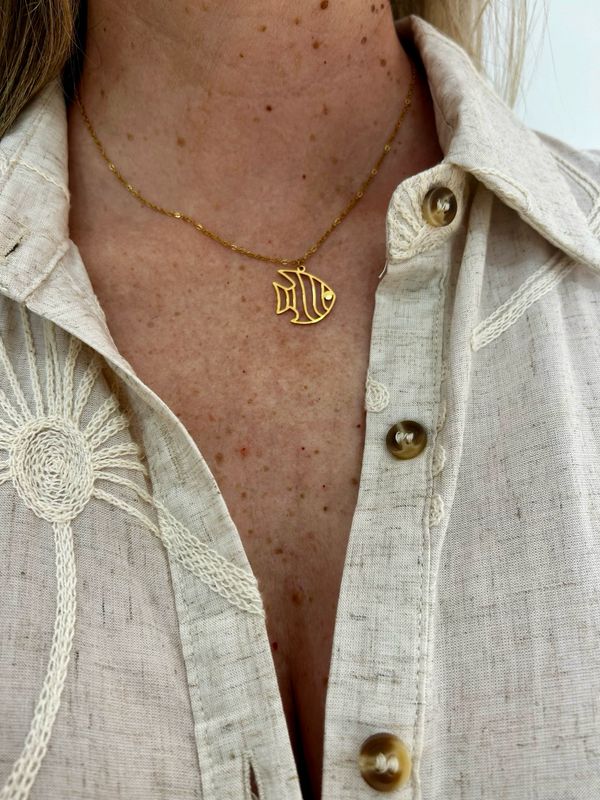 Collar acero pez disco