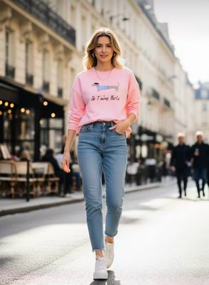 Sudadera teckel paris rosa