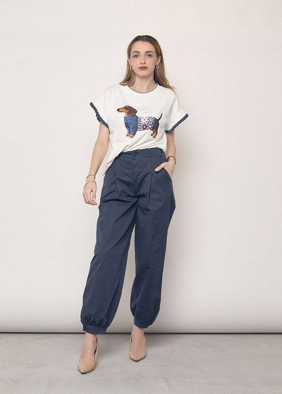 Camiseta teckel volantes marino