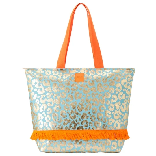 BORSA TOTE TURCHESE E ARANCIONE