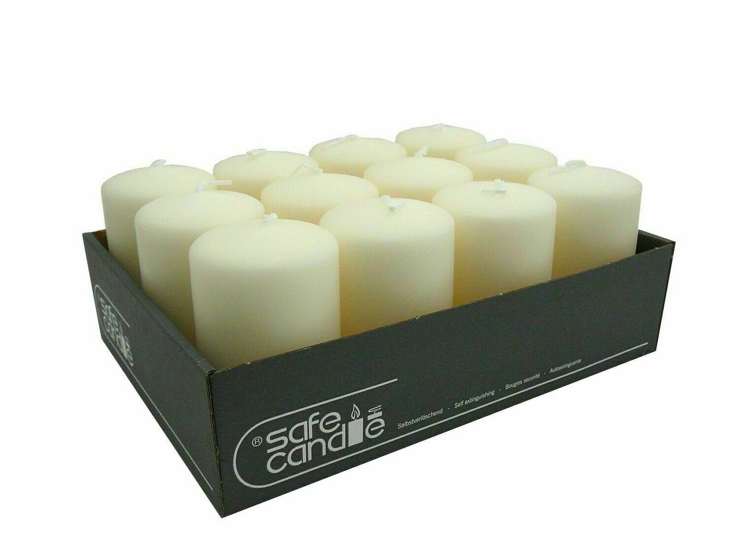 8 Stück SafeCandle-Stumpenkerzen 100/70mm Farbe: weiss