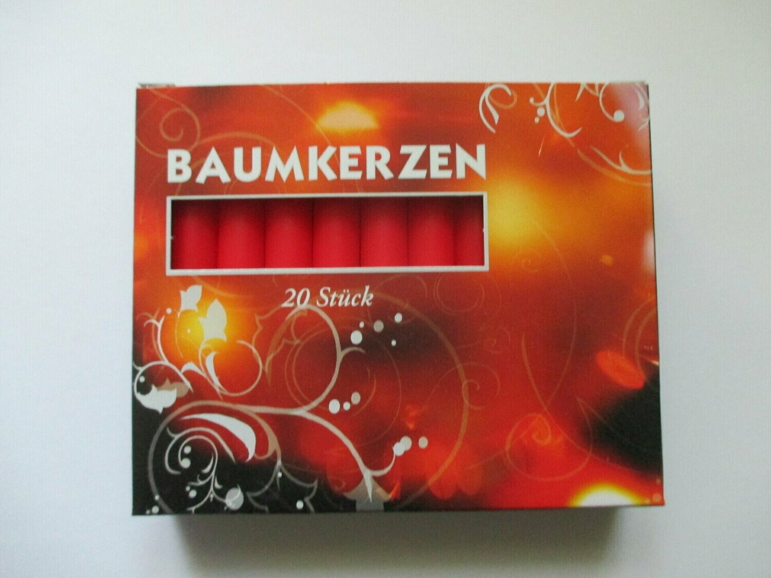 20 Stück Baumkerzen 100/12mm. Farbe: rot