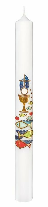 Kommunionkerze Größe: 400 x 40mm "Fische"