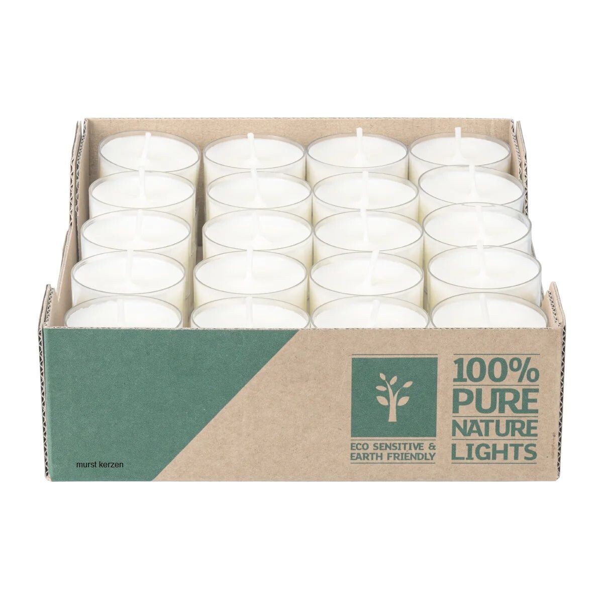 40 Stück Nature Light Ø 38 mm, Brenndauer 7 Std. vegane Teelichte