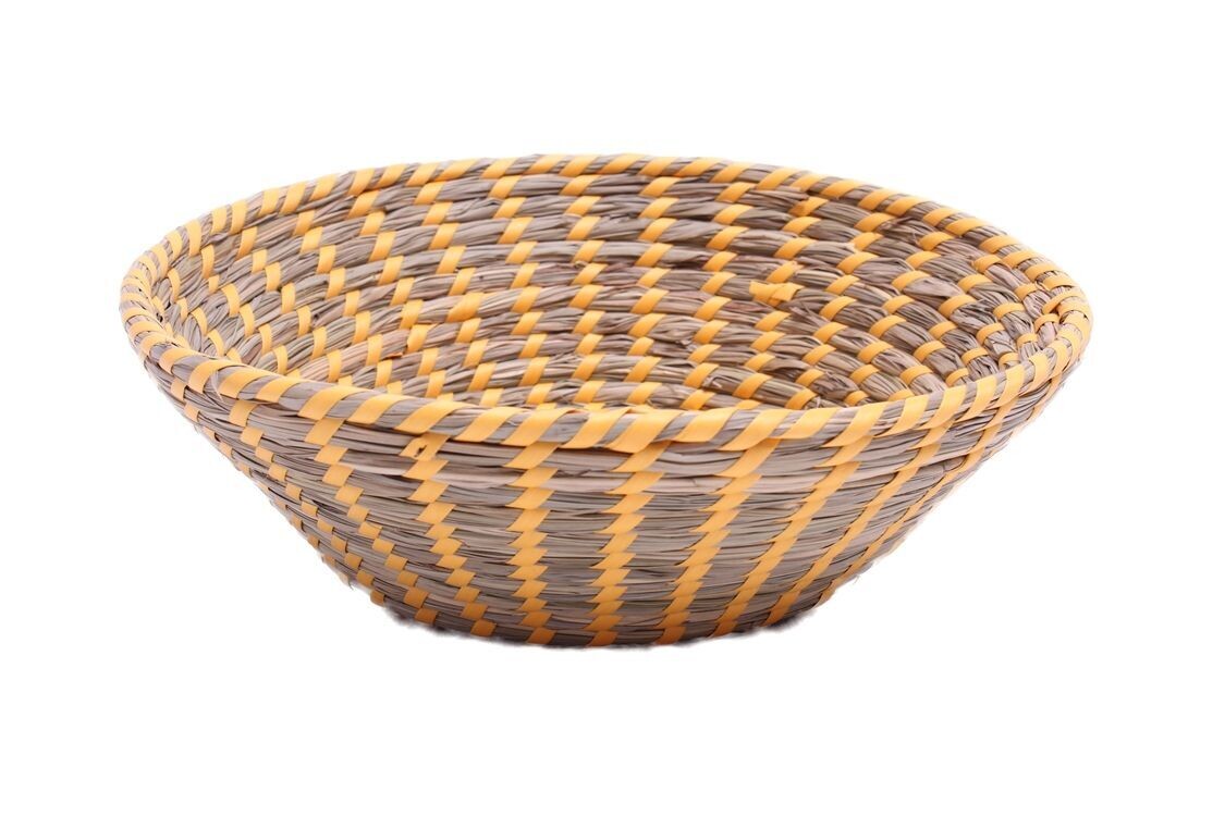Schale Seegrasgeflecht m. gelbem Band  D.27cm