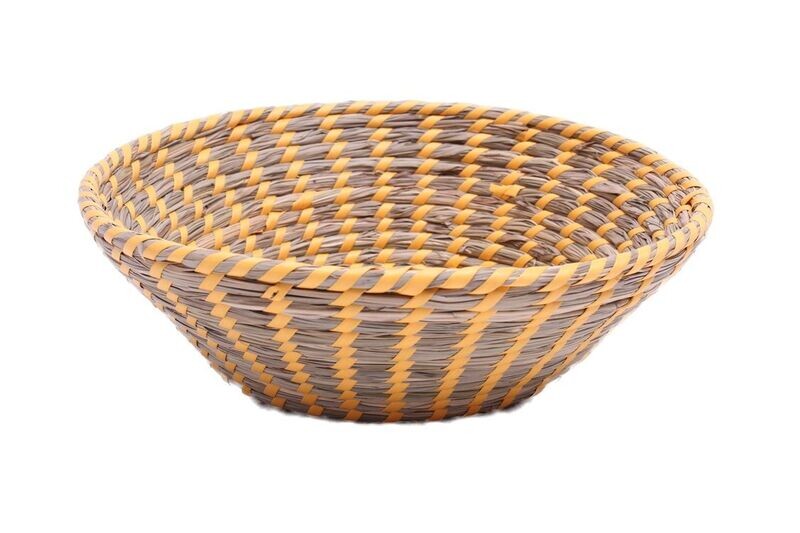 Schale Seegrasgeflecht m. gelbem Band  D.27cm