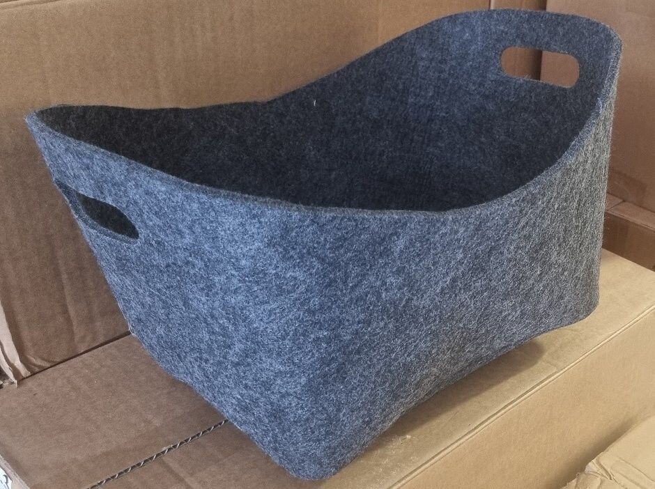 Filz-Ablagekorb mit seitlichen Eingriffen  30cm-hellgrau