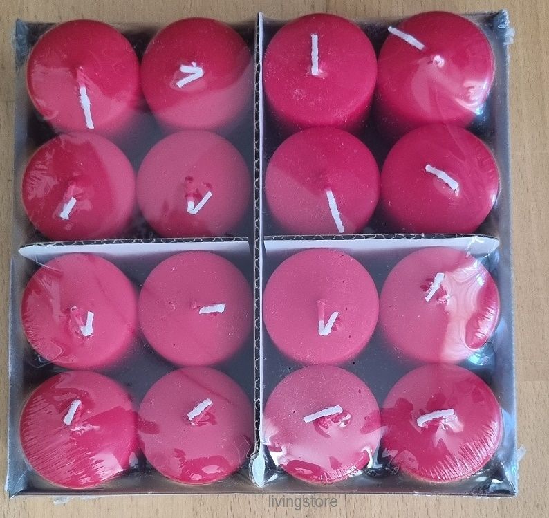 16 Stück Stumpenkerzen 60/40mm Farbe: rubinrot