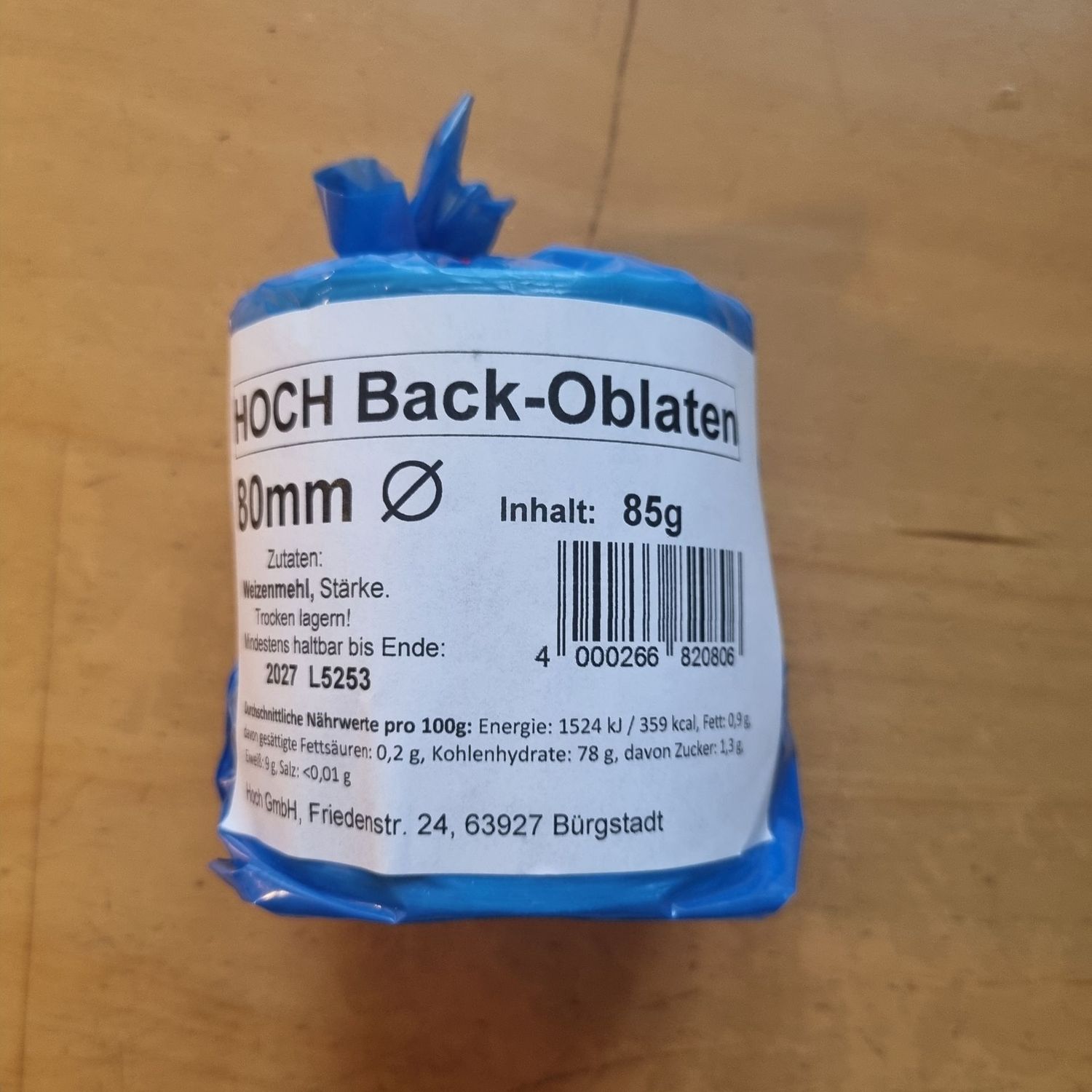 200 Stück Back-Oblaten 80mm Durchmesser weiss 200 Stück Back-Oblaten 80mm Durchmesser weiss