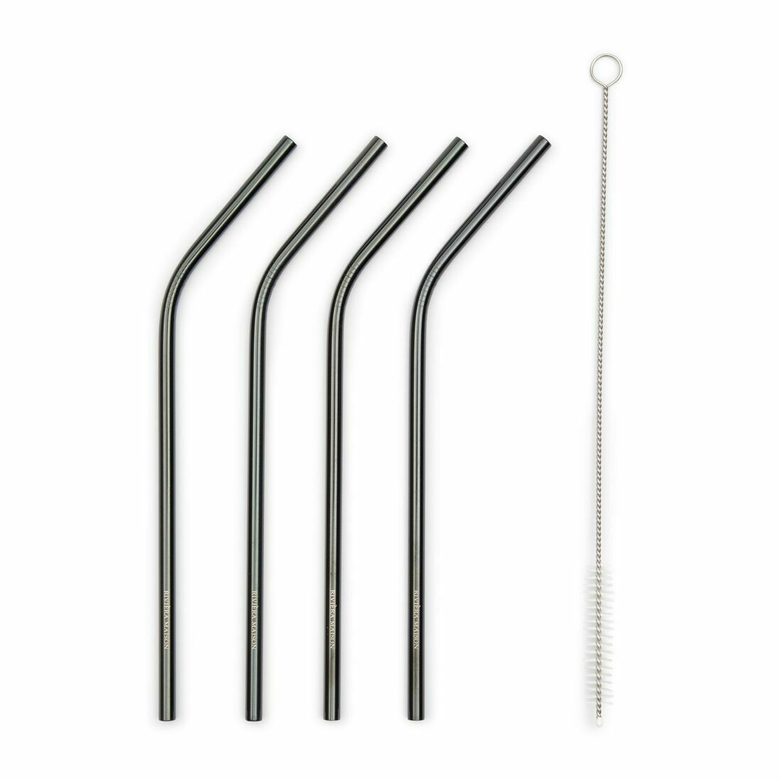 HAPPY STRAWS METAL BLACK 4 PIÈCES