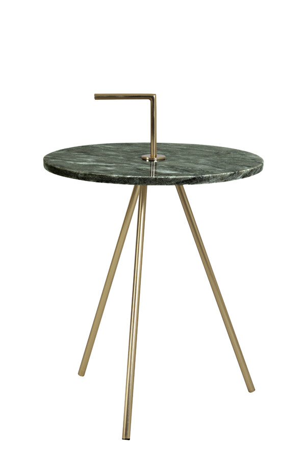 MOYUTA Table d'appoint Marbre Vert-Or Ø 36.5 / 42.5 cm