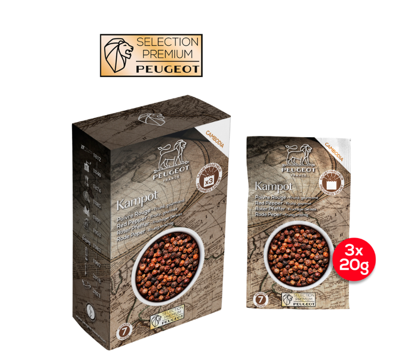KAMPOT - Poivre Rouge du Cambodge, 60g - 3 sachets fraicheur de 20g