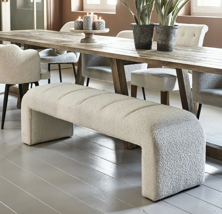 BANC BRERA BOUCLE WHITE SAND