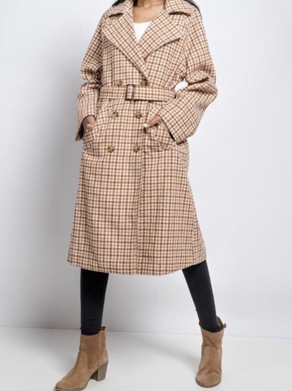 Manteau Carreaux Marron