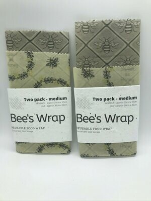 Ridgeway Bees Food Wrap - TWO PACK MEDIUM - Sandwich (25cm) and Loaf (30cm)