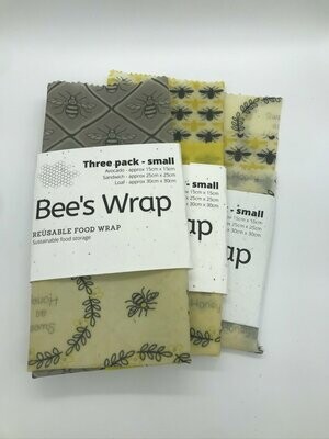 Ridgeway Bees Food Wrap - THREE PACK SMALL - Avocado (15cm), Sandwich (25cm) and Loaf (30cm)