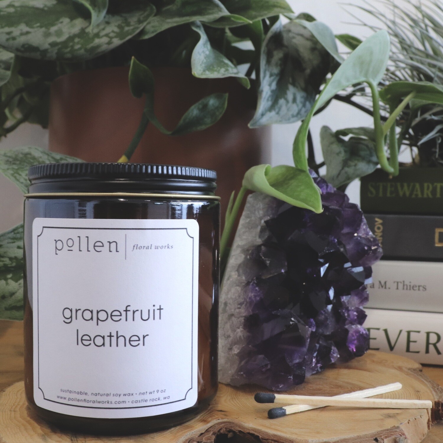 Grapefruit Leather Candle