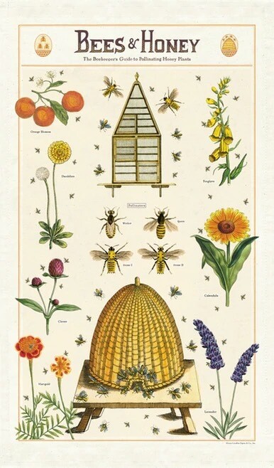 Bees &amp; Honey Vintage Tea Towel