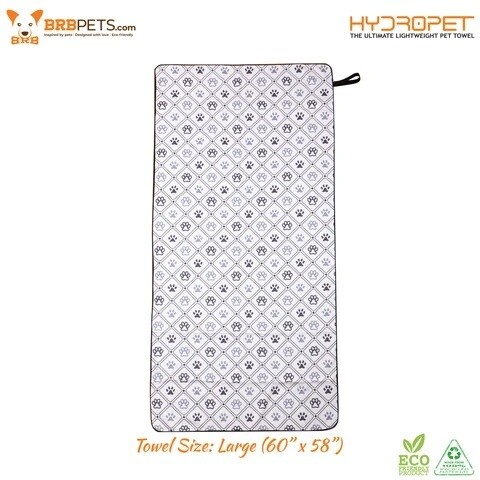 BRB Pets HydroPet Towel 61 x 30", Pattern: Mono Paw Print
