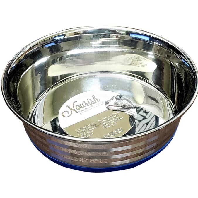 Nourish Heavy Stainless Steel Bowl Anti-Skid with Stripes