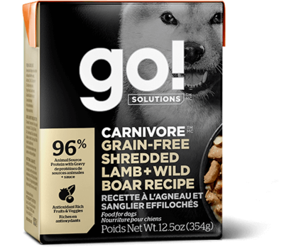 GO! Solutions Carnivore Dog Food Tetra Grain-Free Shredded Lamb & Wild Boar 354g (12pk)
