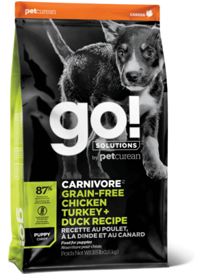 GO! Solutions Carnivore Dog Food Grain-Free Chicken, Turkey & Duck Puppy