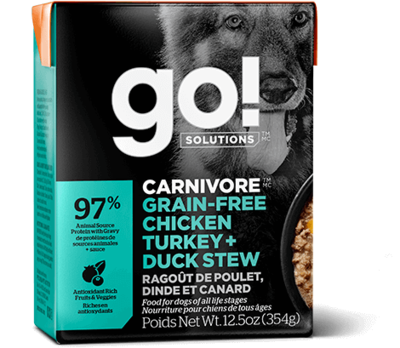GO! Solutions Carnivore Dog Food Tetra Grain-Free Chicken, Turkey & Duck Stew 354g (12pk)