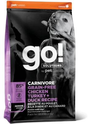 GO! Solutions Carnivore Dog Food Grain-Free Chicken, Turkey & Duck Senior